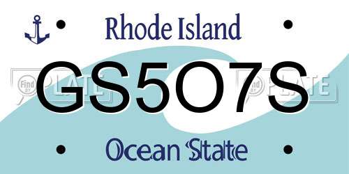 GS5O7S Rhode Island License Plate