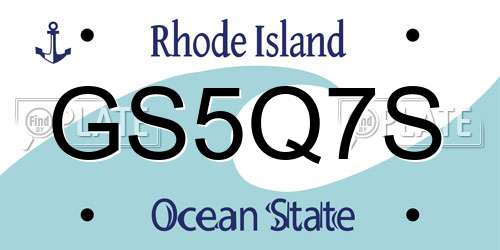 GS5Q7S Rhode Island License Plate