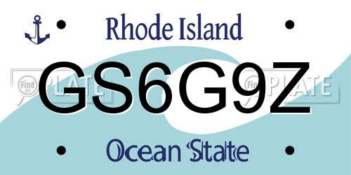 GS6G9Z Rhode Island License Plate