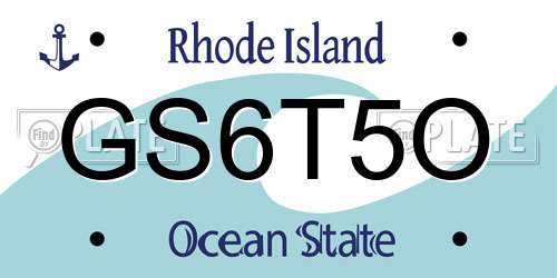 GS6T5O Rhode Island License Plate