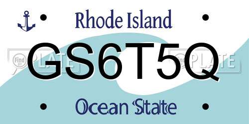 GS6T5Q Rhode Island License Plate