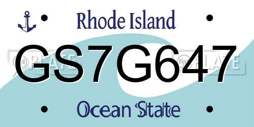 GS7G647 Rhode Island License Plate