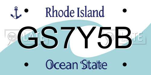 GS7Y5B Rhode Island License Plate