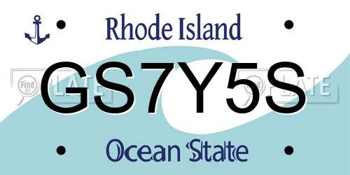 GS7Y5S Rhode Island License Plate