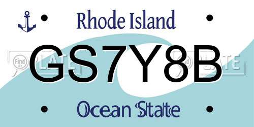 GS7Y8B Rhode Island License Plate
