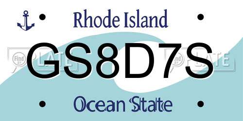 GS8D7S Rhode Island License Plate