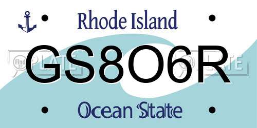 GS8O6R Rhode Island License Plate