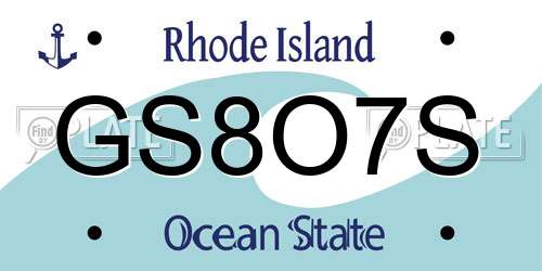 GS8O7S Rhode Island License Plate