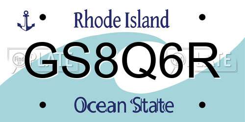 GS8Q6R Rhode Island License Plate