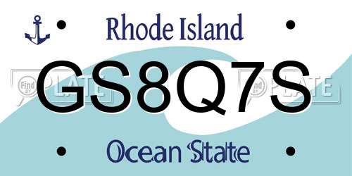 GS8Q7S Rhode Island License Plate