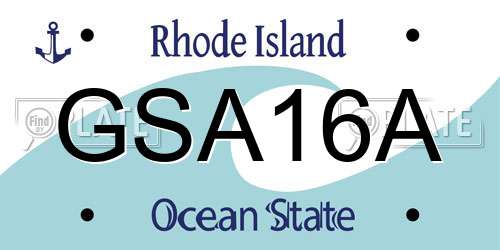 GSA16A Rhode Island License Plate