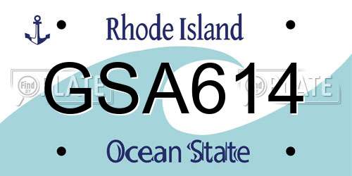 GSA614 Rhode Island License Plate