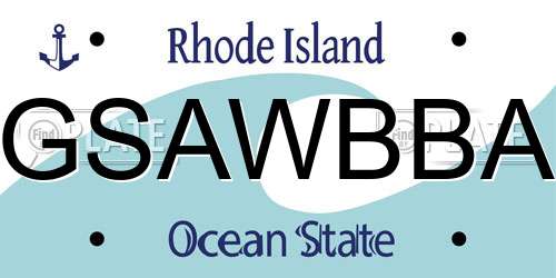 GSAWBBA Rhode Island License Plate