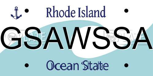 GSAWSSA Rhode Island License Plate