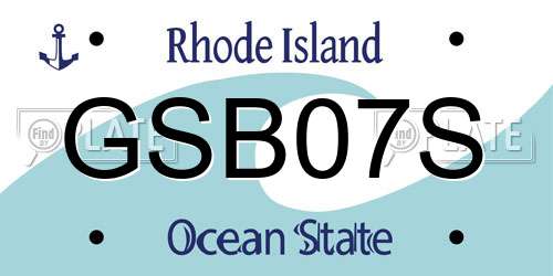 GSB07S Rhode Island License Plate