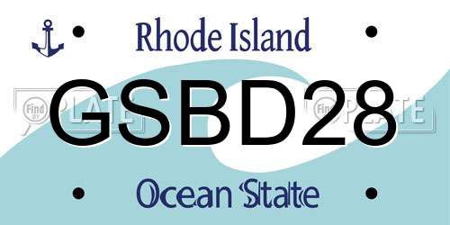 GSBD28 Rhode Island License Plate