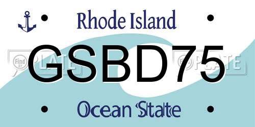 GSBD75 Rhode Island License Plate