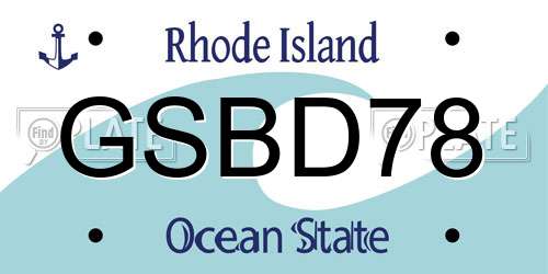 GSBD78 Rhode Island License Plate