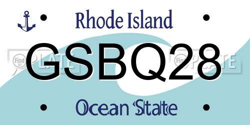 GSBQ28 Rhode Island License Plate