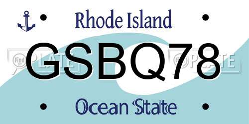GSBQ78 Rhode Island License Plate