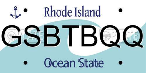 GSBTBQQ Rhode Island License Plate