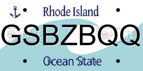 GSBZBQQ Rhode Island License Plate