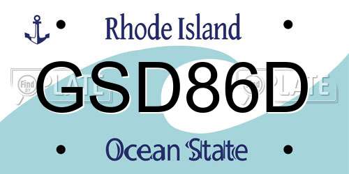 GSD86D Rhode Island License Plate