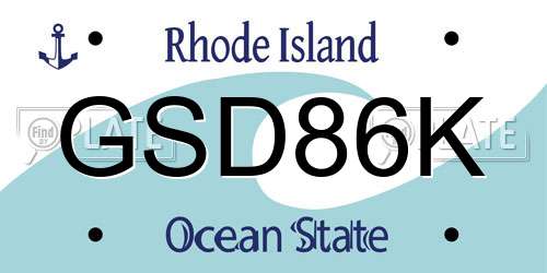 GSD86K Rhode Island License Plate
