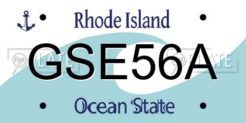 GSE56A Rhode Island License Plate