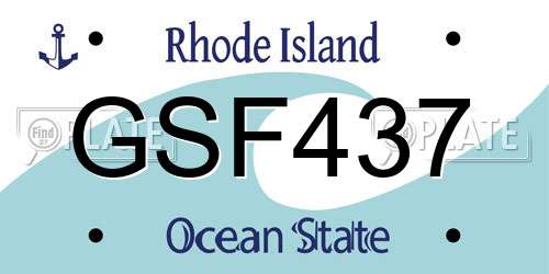 GSF437 Rhode Island License Plate