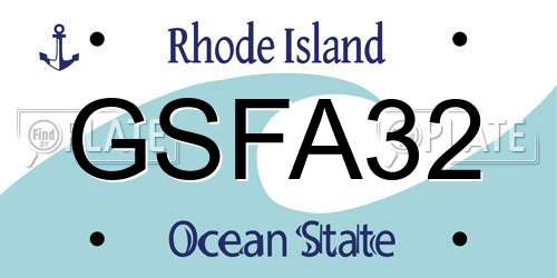 GSFA32 Rhode Island License Plate