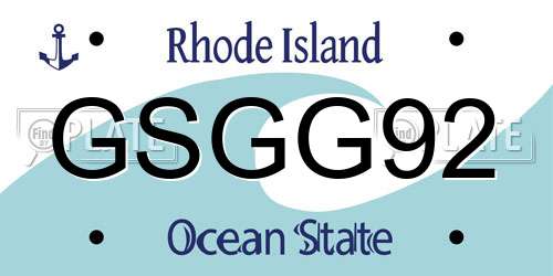 GSGG92 Rhode Island License Plate