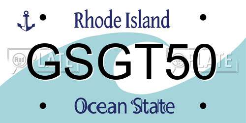 GSGT50 Rhode Island License Plate