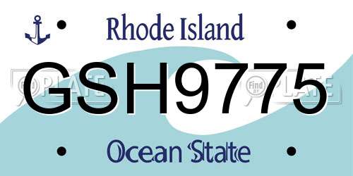 GSH9775 Rhode Island License Plate