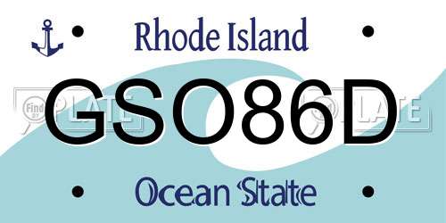 GSO86D Rhode Island License Plate