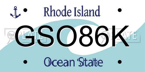 GSO86K Rhode Island License Plate