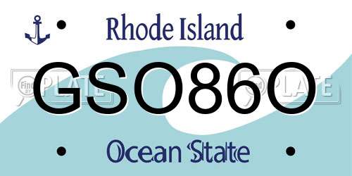 GSO86O Rhode Island License Plate