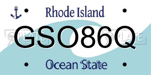 GSO86Q Rhode Island License Plate