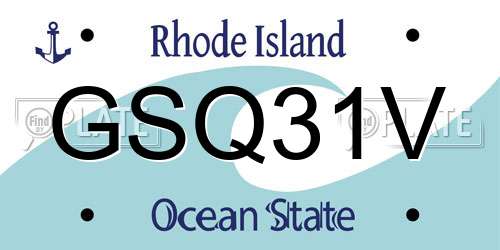 GSQ31V Rhode Island License Plate