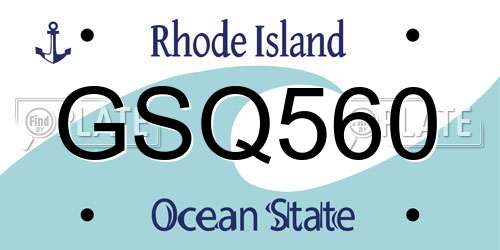 GSQ560 Rhode Island License Plate