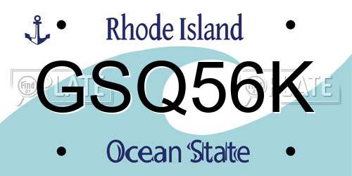 GSQ56K Rhode Island License Plate