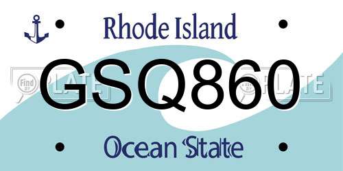 GSQ860 Rhode Island License Plate