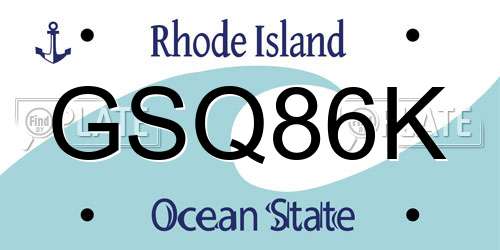 GSQ86K Rhode Island License Plate
