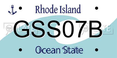 GSS07B Rhode Island License Plate