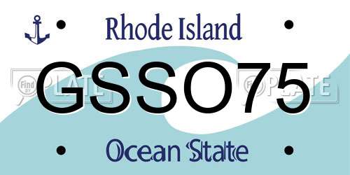 GSSO75 Rhode Island License Plate