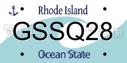 GSSQ28 Rhode Island License Plate
