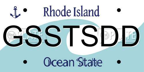 GSSTSDD Rhode Island License Plate