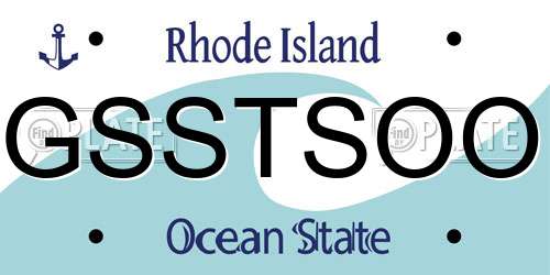 GSSTSOO Rhode Island License Plate