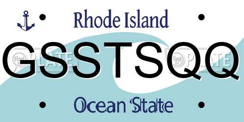 GSSTSQQ Rhode Island License Plate