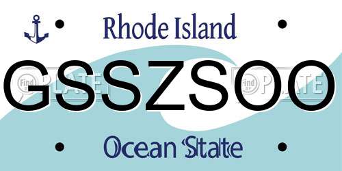 GSSZSOO Rhode Island License Plate